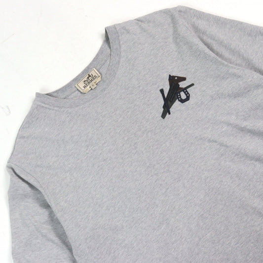HERMES Short sleeve T-shirt cotton Gray type Equestrian Puzzle M