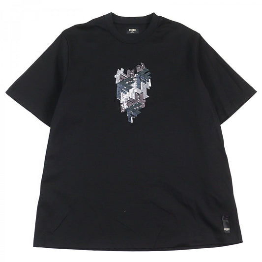 FENDI Short sleeve T-shirt FY1217 Outer: 100% cotton, some parts: 94% cotton, some parts: 6% elastane, some parts: 100% polyester Black type mens M