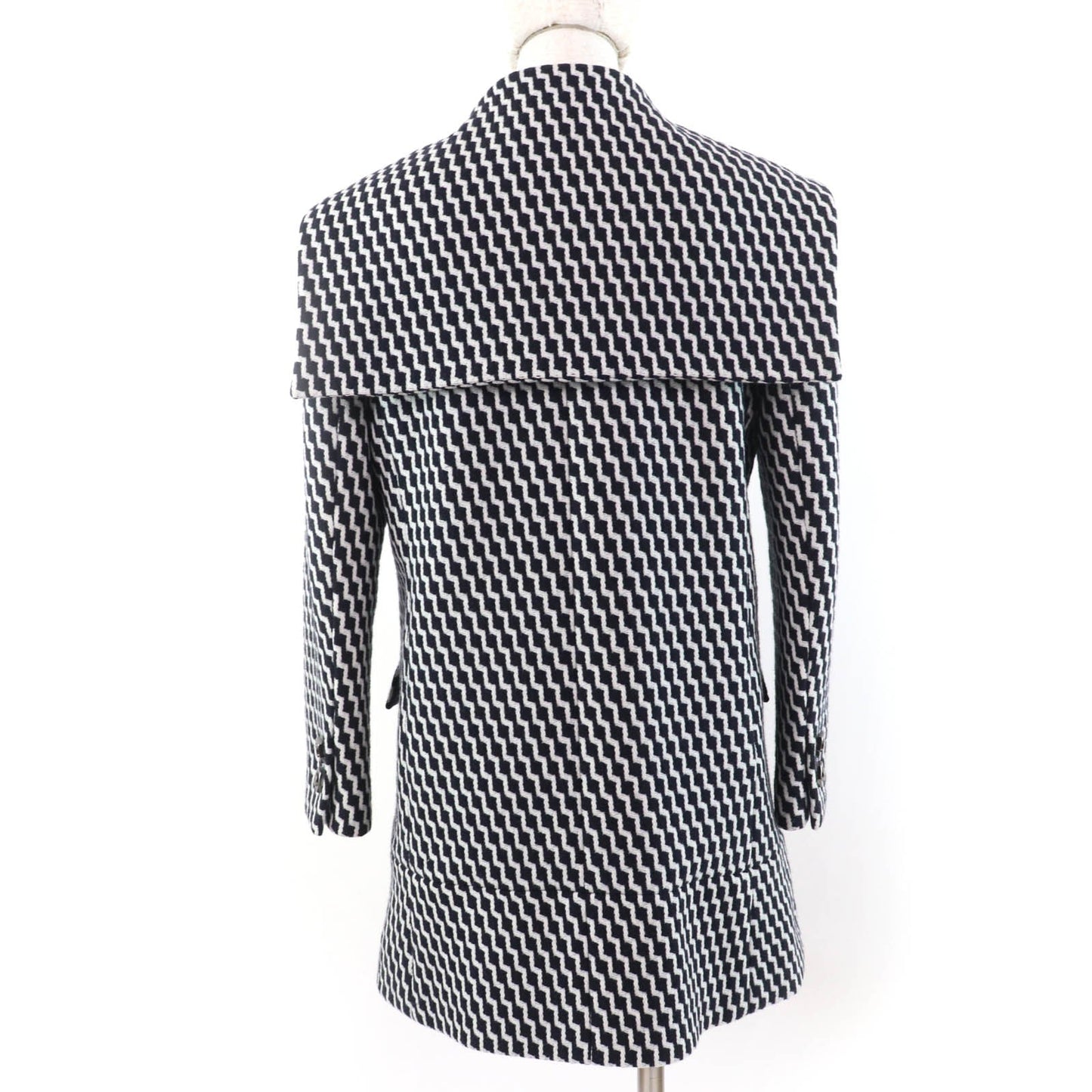 Chanel Hexagon COCO Button Zigzag Pattern Wool Coat