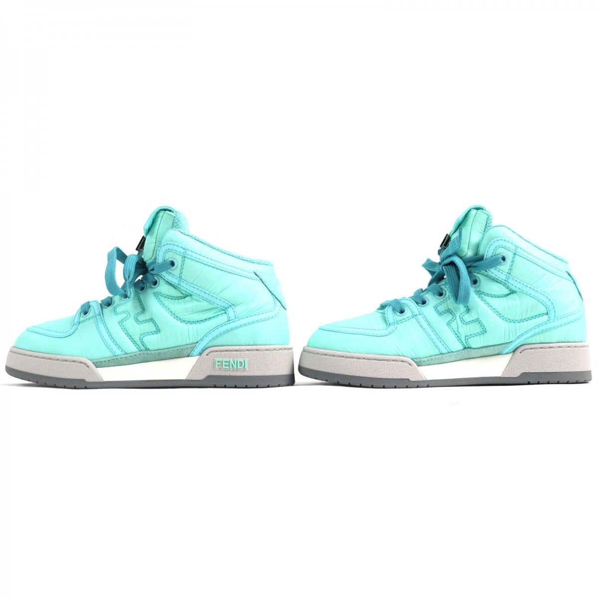 FENDI High cut sneakers 8E8380 Main: Nylon, Part: Leather Light blue Women 36