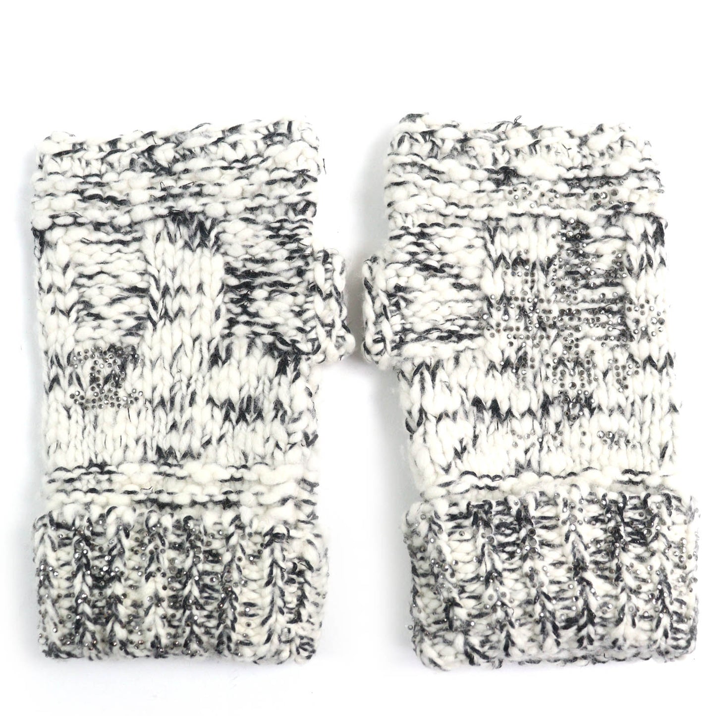 Chanel P39194 COCO Mark Rhinestone Wool Cashmere Gloves