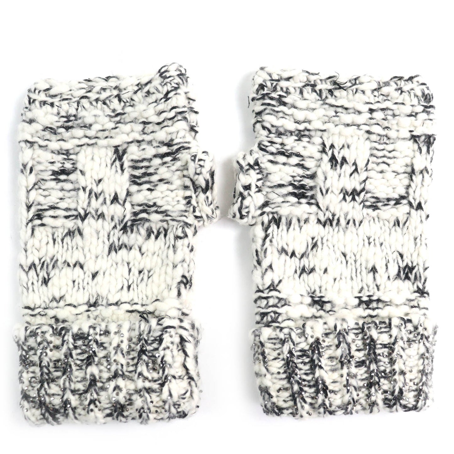 Chanel P39194 COCO Mark Rhinestone Wool Cashmere Gloves