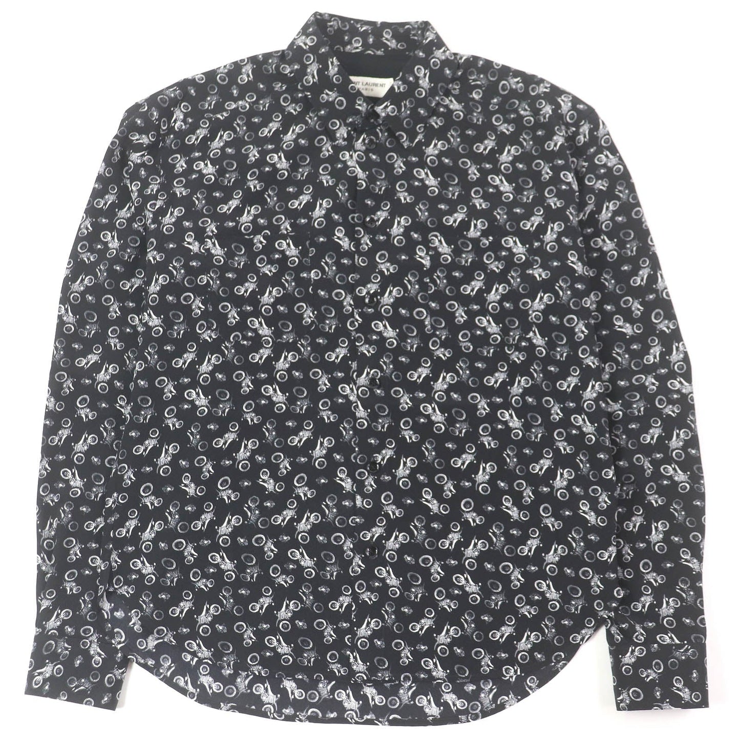 Saint Laurent Paris Bike All-over Print Silk Shirt