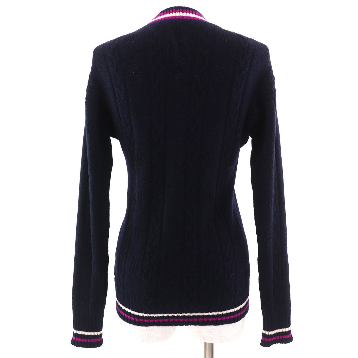 Chanel Logo Emblem V-neck Cashmere Knit Sweater