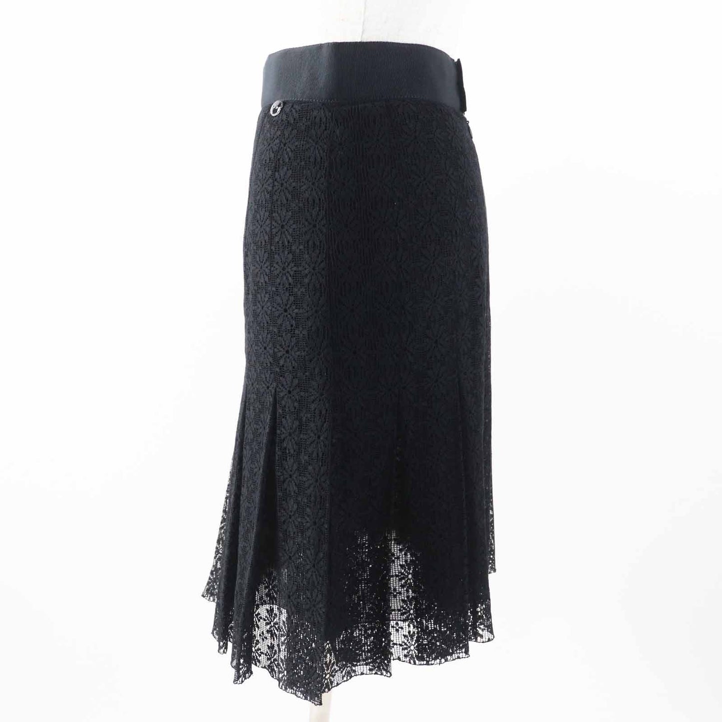Chanel Pleated skirt Cutwork lace Cotton Nylon Silk Skirt
