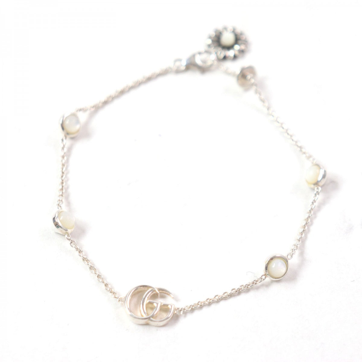 GUCCI bracelet 527393 Main�FSV925 Silver white Double G Mother of Pearl Bracelet Women 17