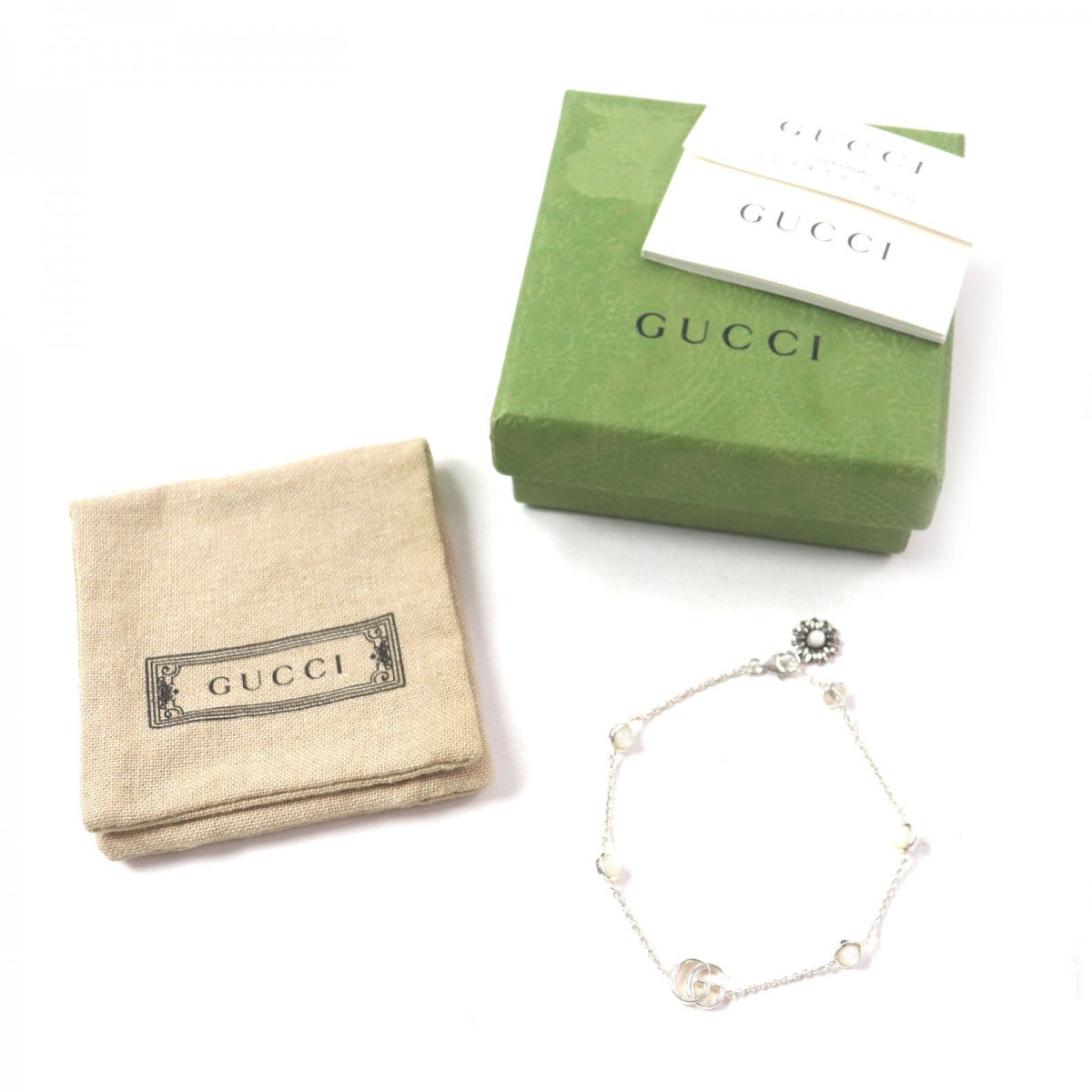 GUCCI bracelet 527393 Main�FSV925 Silver white Double G Mother of Pearl Bracelet Women 17