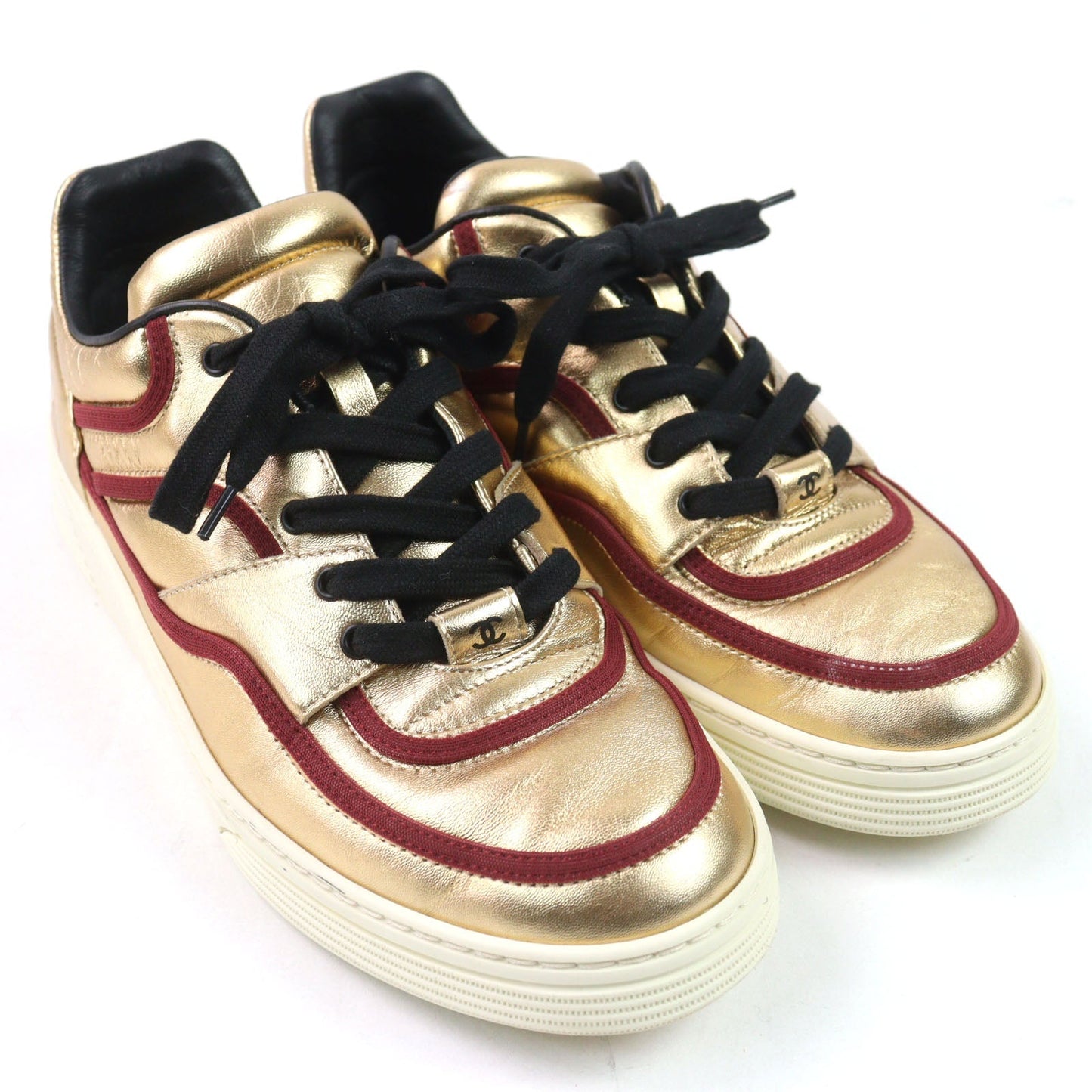 Chanel COCO Mark Logo Gold Series Patent Leather Sneakers