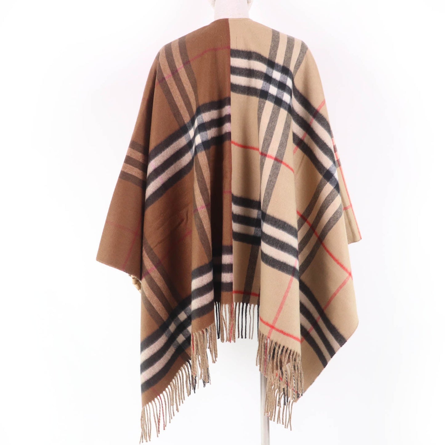 Burberry Contrast Check with Logo Wool Poncho