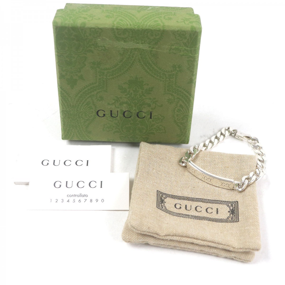 GUCCI bracelet 814851 Main�FAG925 Silver With signature GG tag mens 16