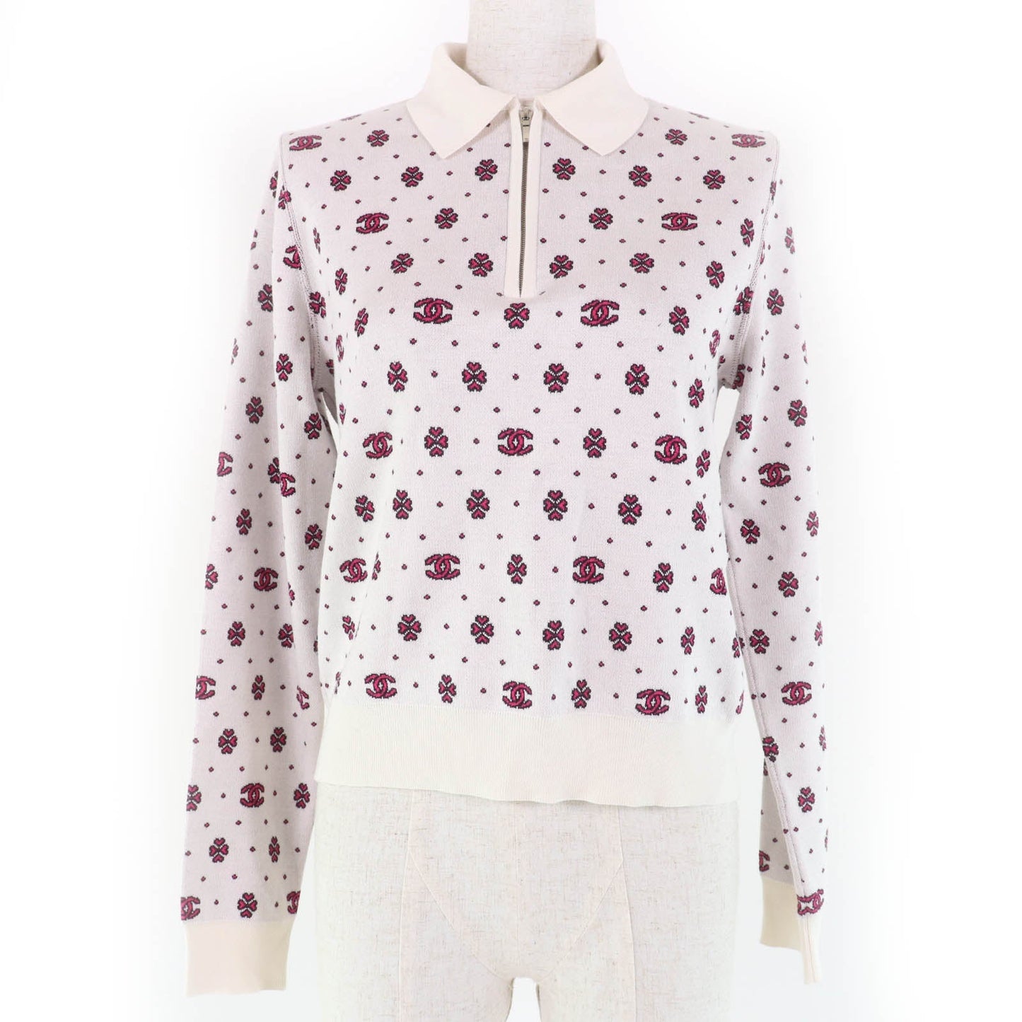 Chanel COCO Mark Half ZIP Silk Knitwear