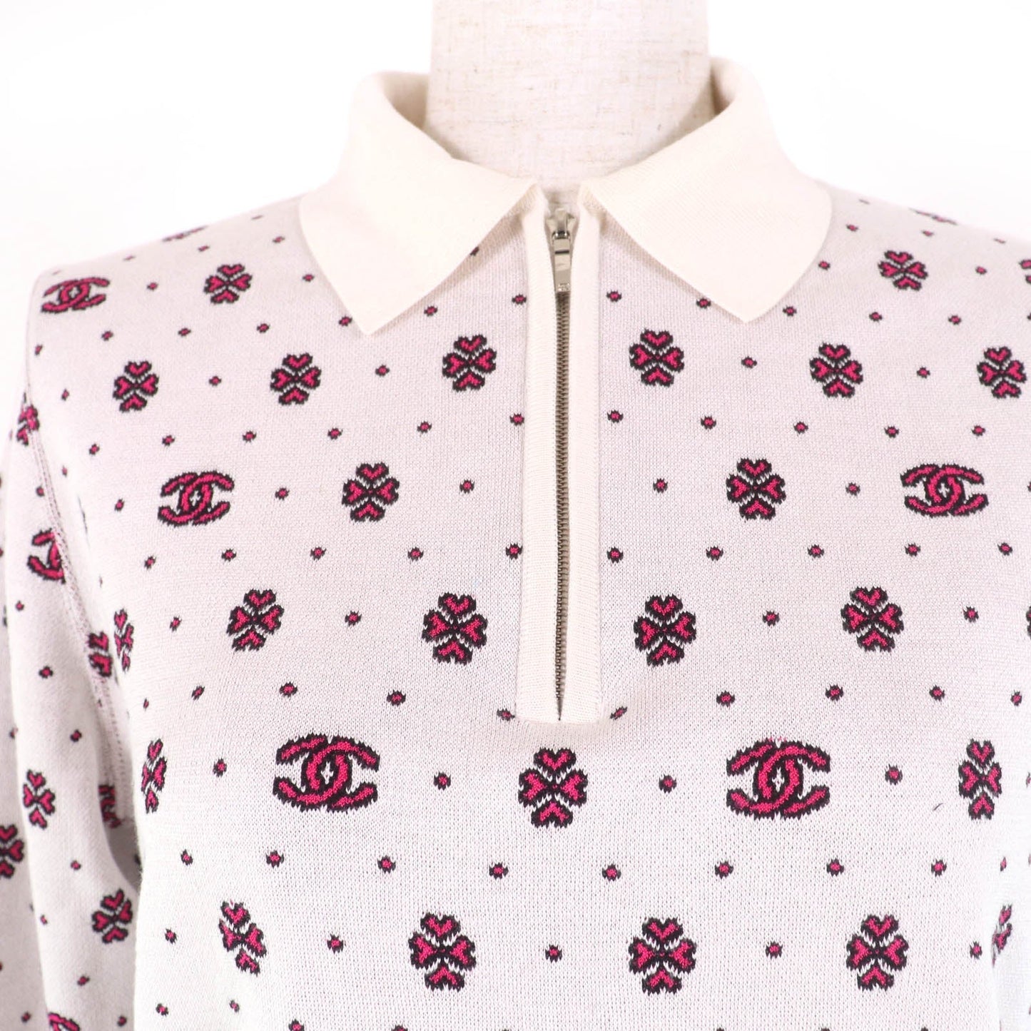Chanel COCO Mark Half ZIP Silk Knitwear