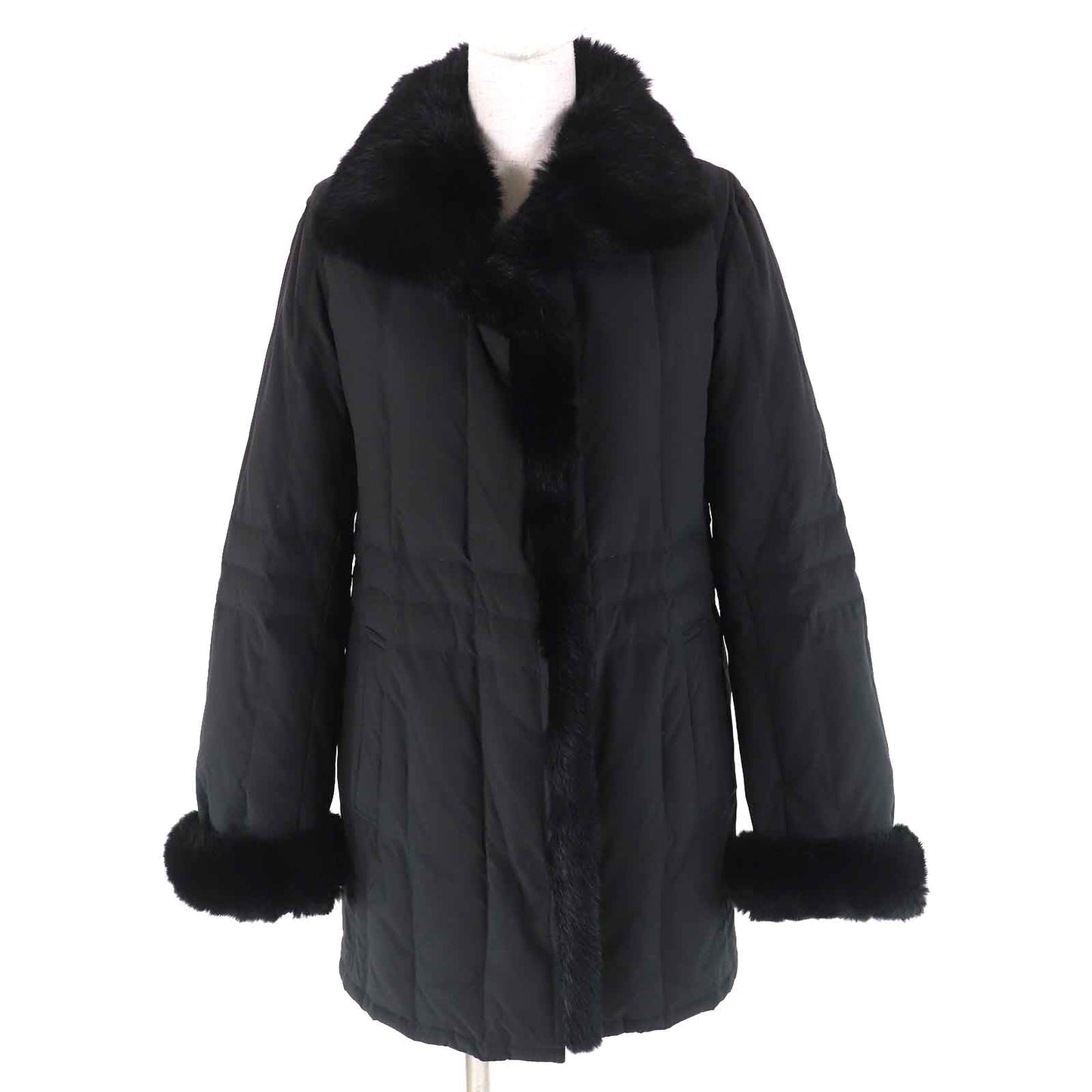 Burberry London Down Coat Rabbit Fur Nova Check Down Coat