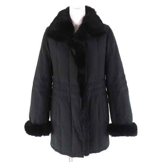 Burberry London Down Coat Rabbit Fur Nova Check Down Coat