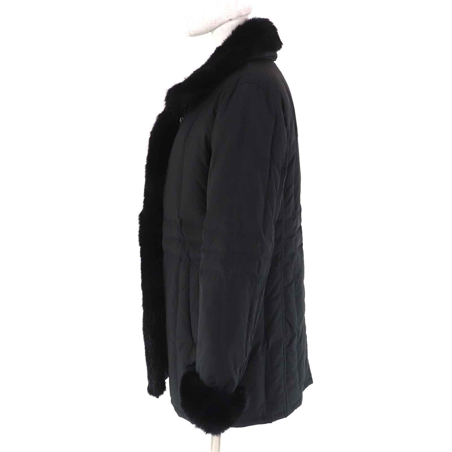 Burberry London Down Coat Rabbit Fur Nova Check Down Coat