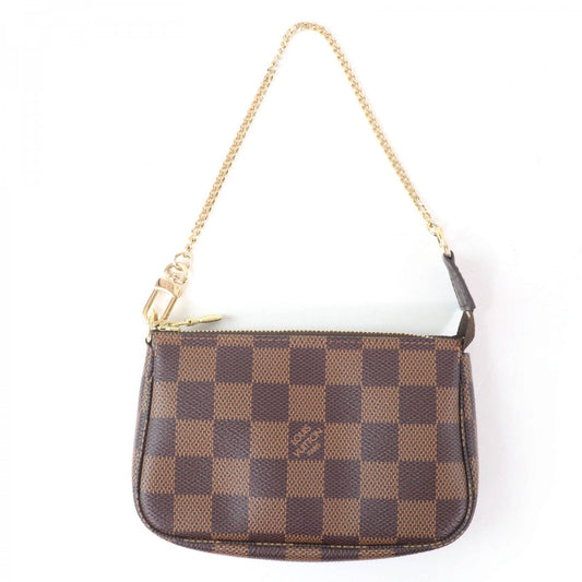 LOUIS VUITTON Pochette N58009 Main: Damier Ebene Brown Mini Pochette Accessoires Women