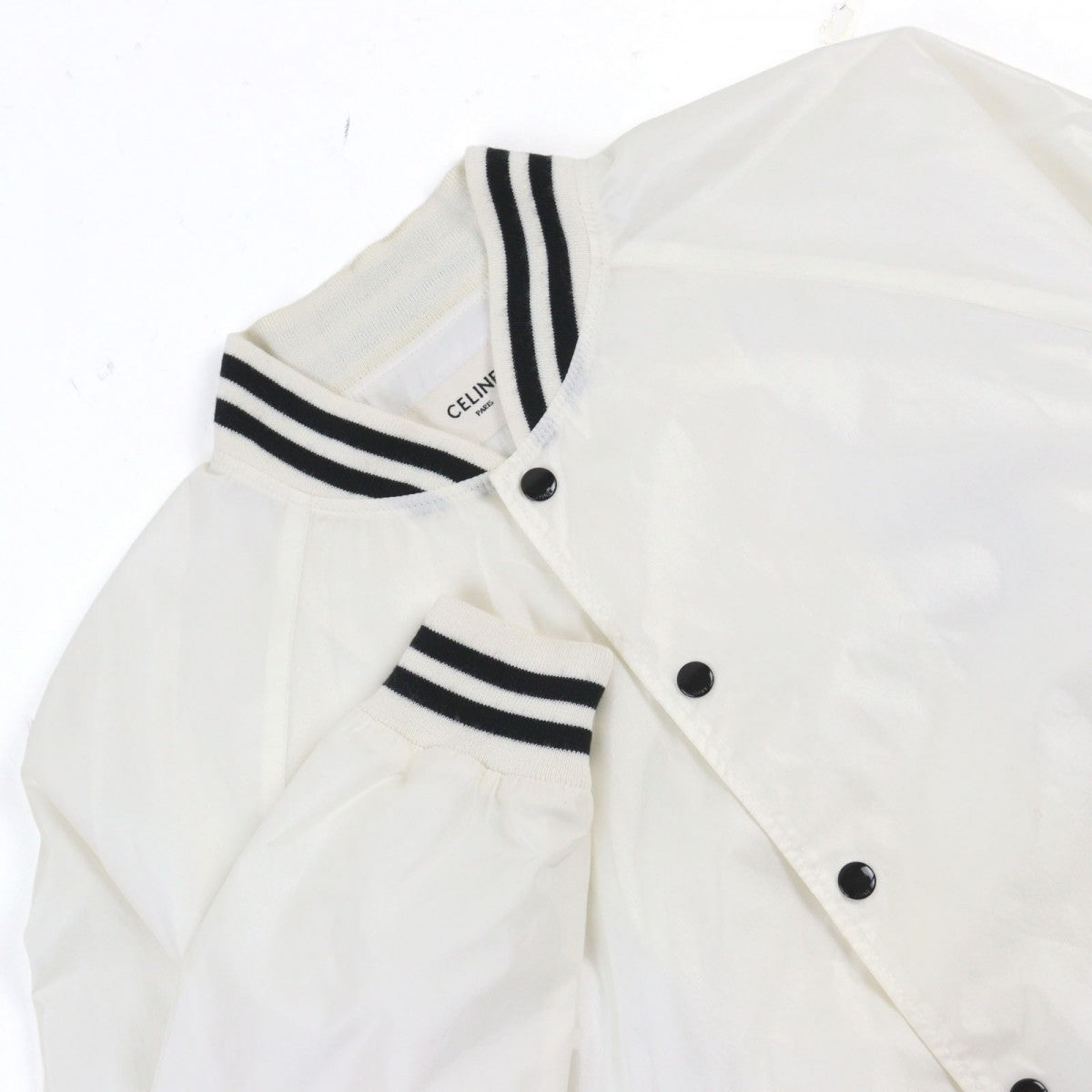 CELINE Blouson 2W365495M Outer: 100% nylon, Lining: 55% polyester, Lining: 45% rayon, Part: 50% wool, Part: 50% acrylic White black mens 44
