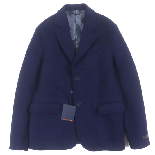 LOUIS VUITTON tailored jacket Outer: 99% wool, Outer: 1% silk, Lining: 100% cupra, Leather: cowhide Navy mens 50