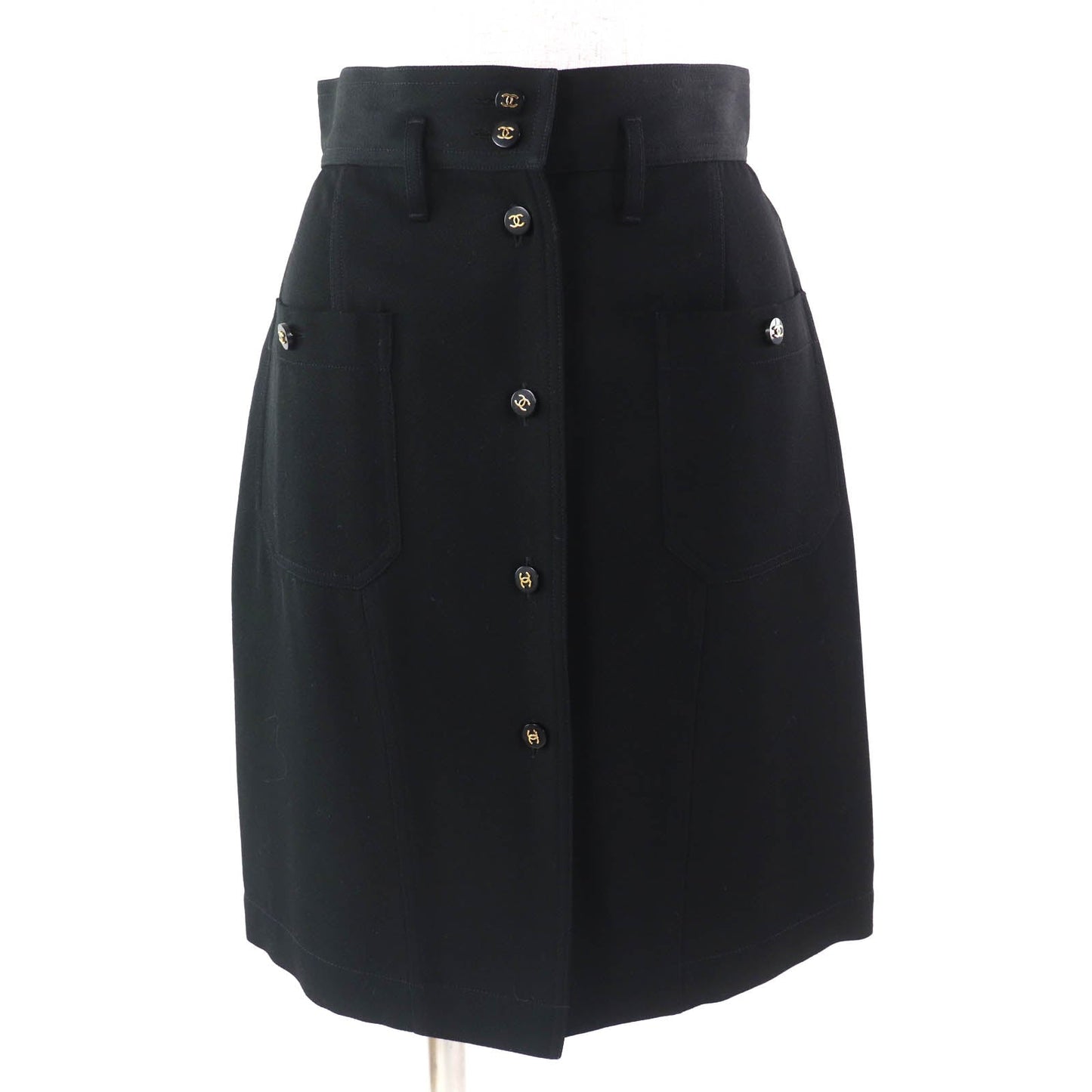 Chanel COCO Mark Button Wool Skirt