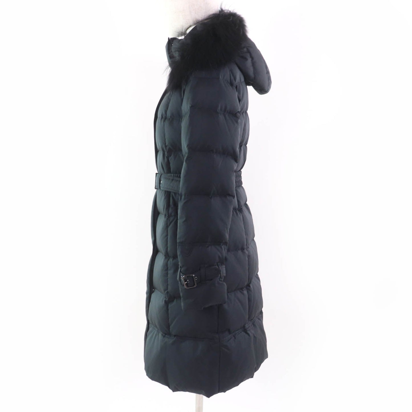 Burberry London Nova check Raccoon fur down coat