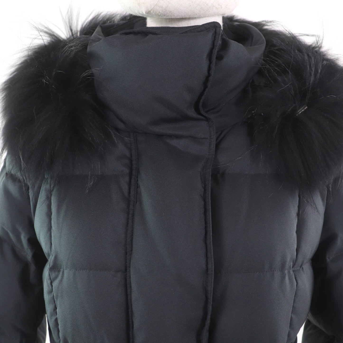 Burberry London Nova check Raccoon fur down coat