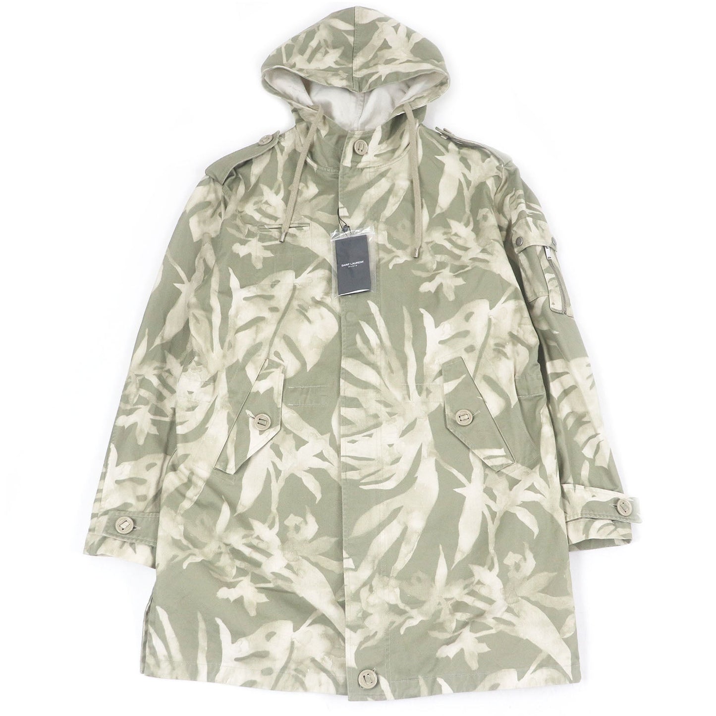 Saint Laurent Paris Leaf Print Mod Coat Coat