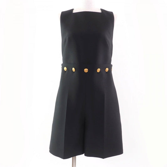 LOUIS VUITTON Overall wool black Button-waist Mikado playsuit 34