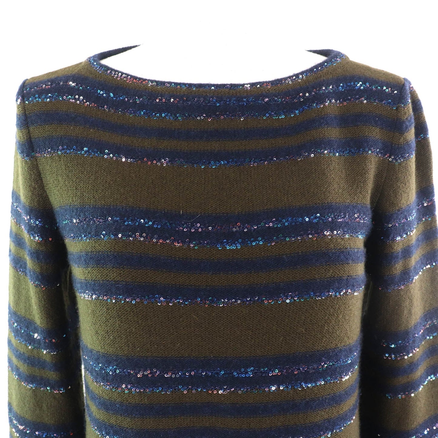 Chanel COCO Button Sequin Border Pattern Cashmere Dress