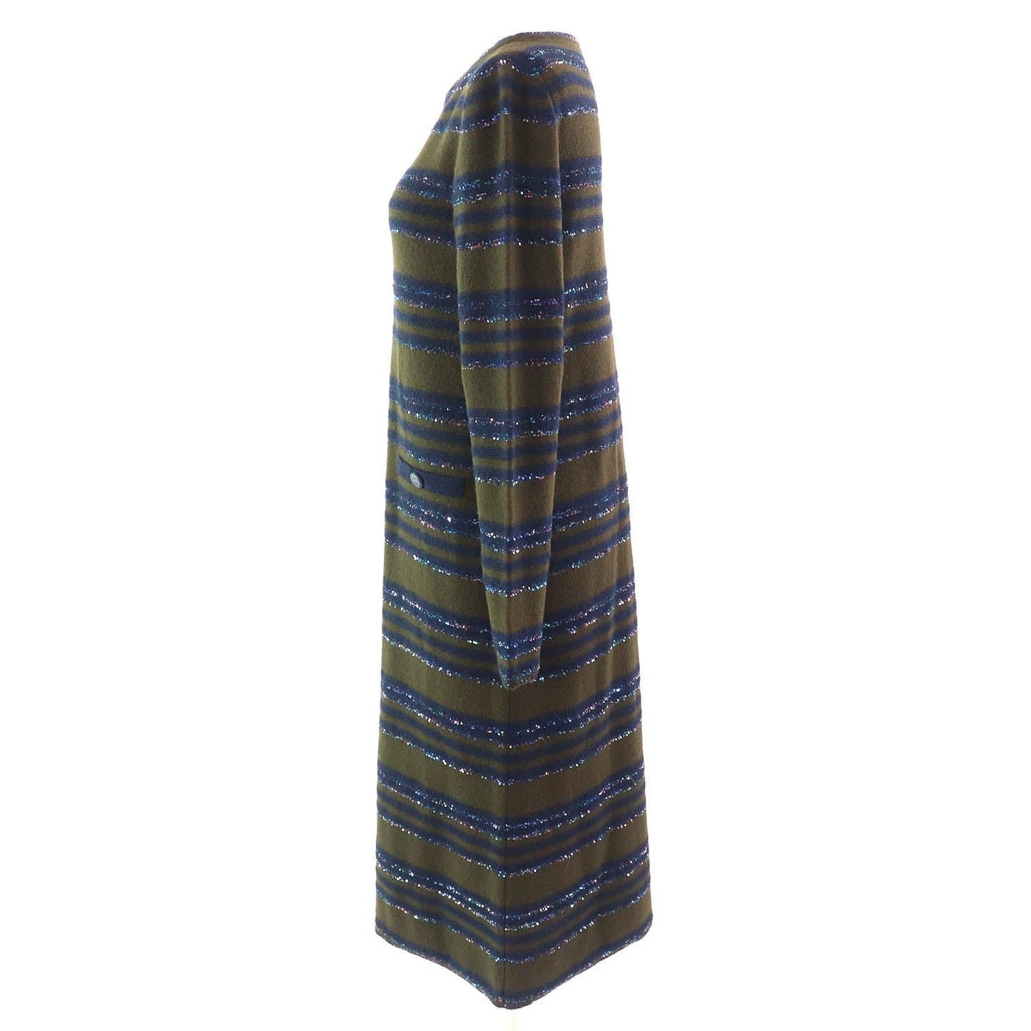 Chanel COCO Button Sequin Border Pattern Cashmere Dress