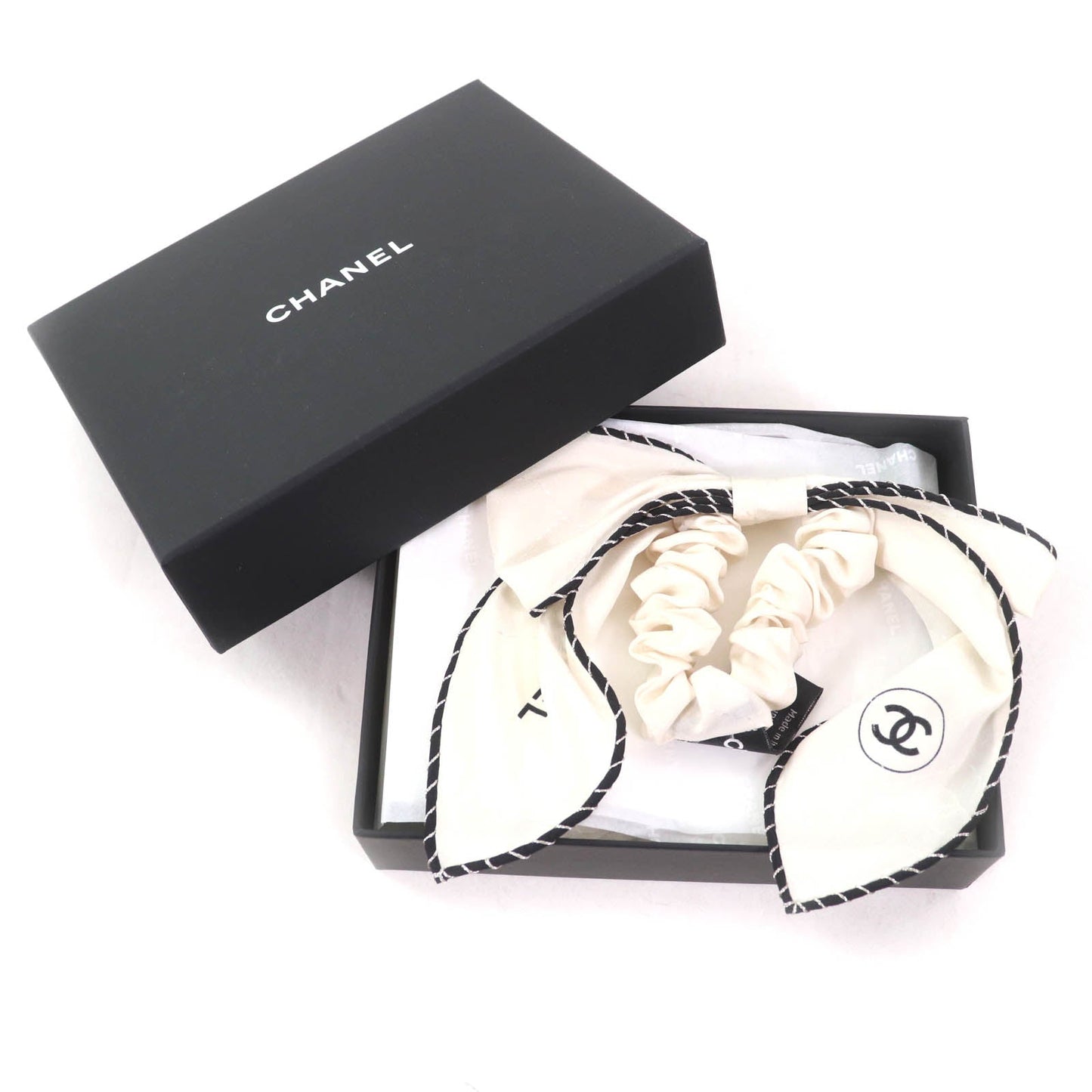 Chanel COCO Mark Ribbon Silk Scrunchie