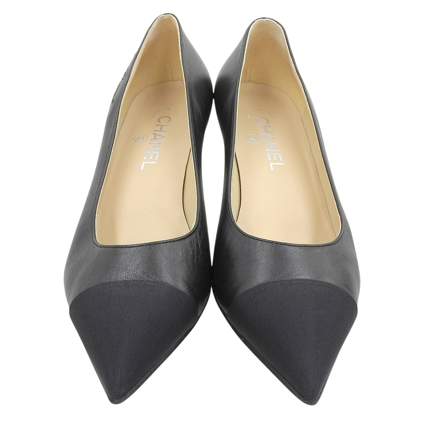 Chanel Gabriel Embroidered Logo Leather Pumps