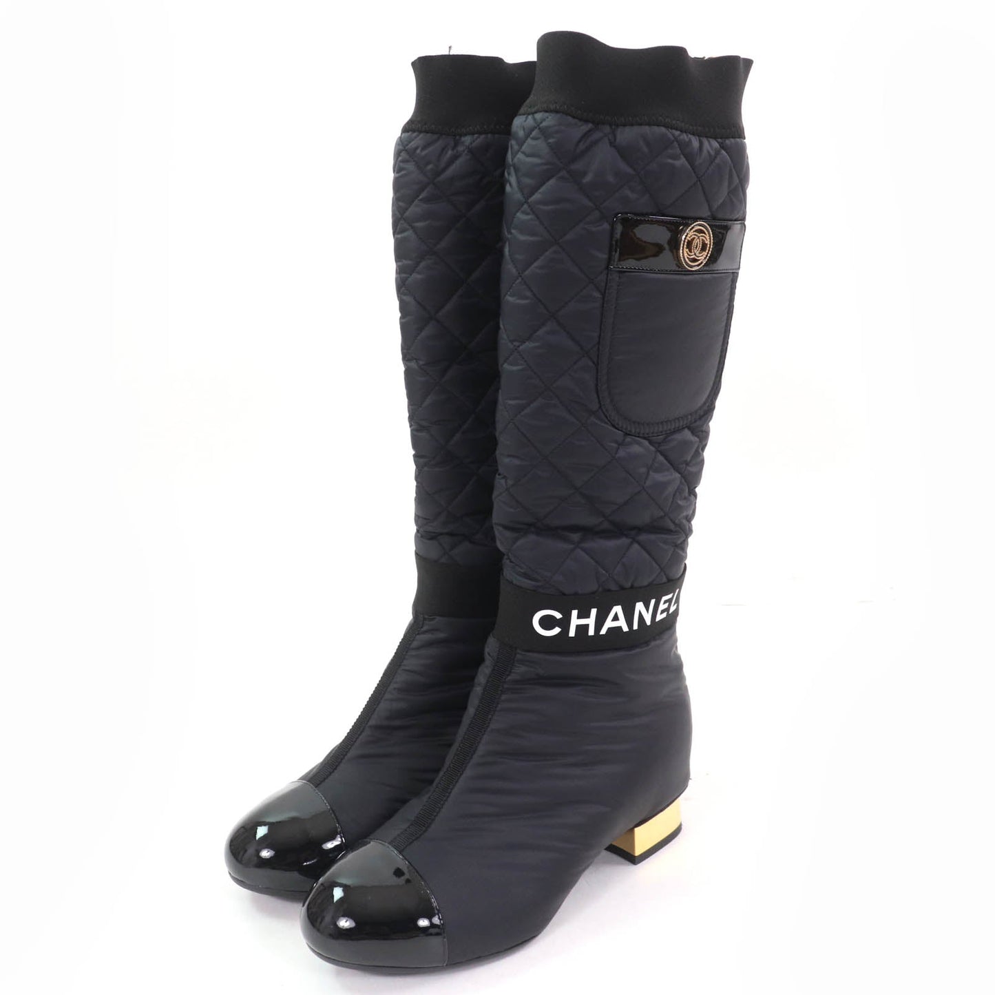 Chanel COCO logo design Patent Leather 2way Boots