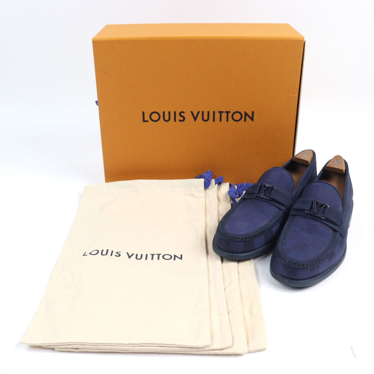 LOUIS VUITTON loafers leather Navy type Major Line 6