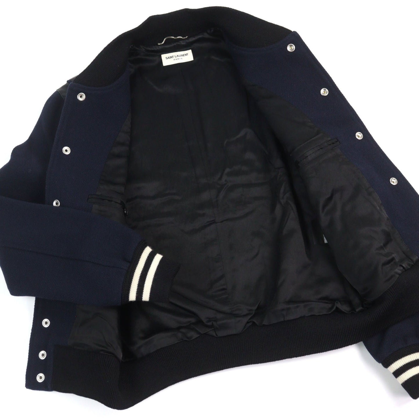 Saint Laurent Paris Eddie's leather-trimmed Teddy Jacket