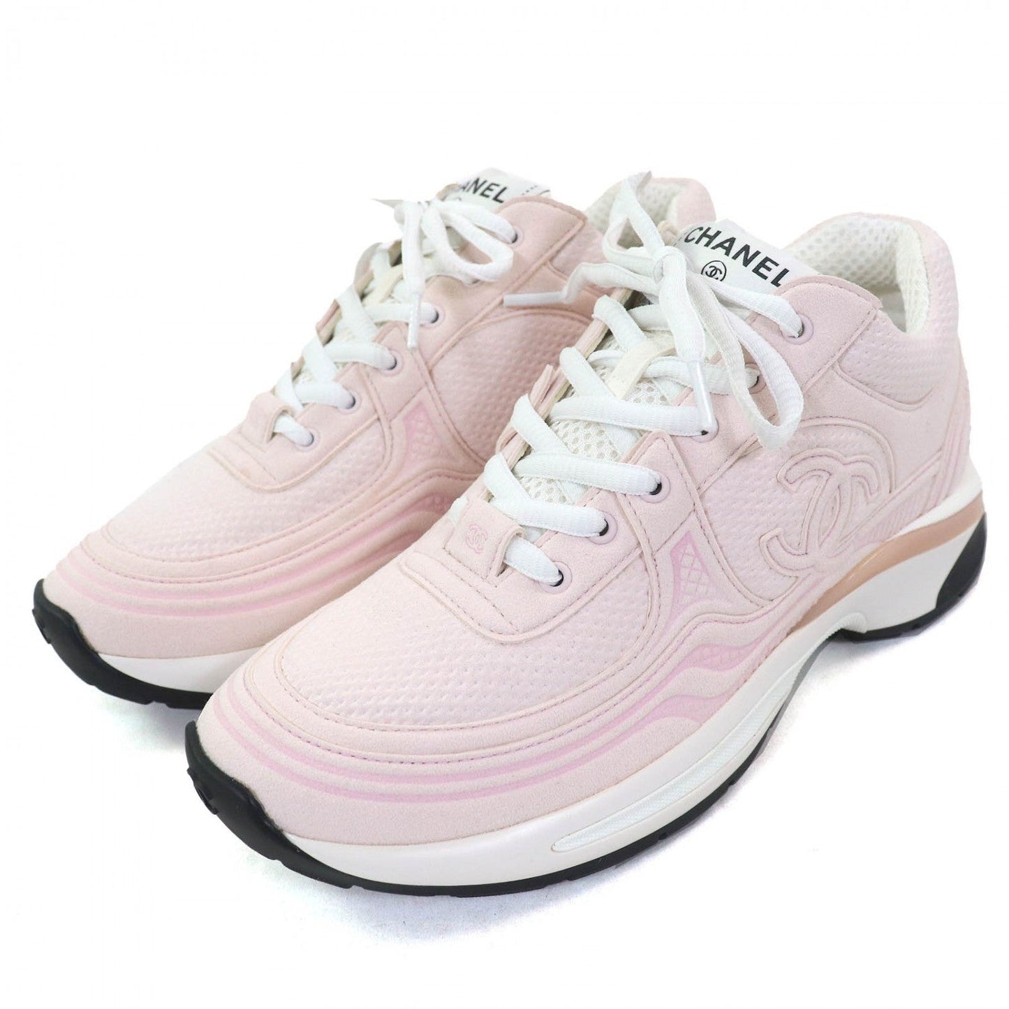 CHANEL sneakers 24S G45077 Suede leather Light pink 37