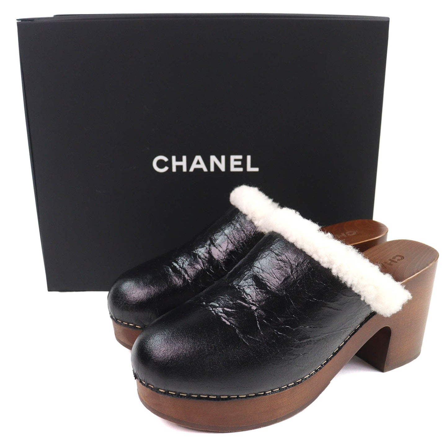 Chanel COCO Mark Sheepskin Clogs