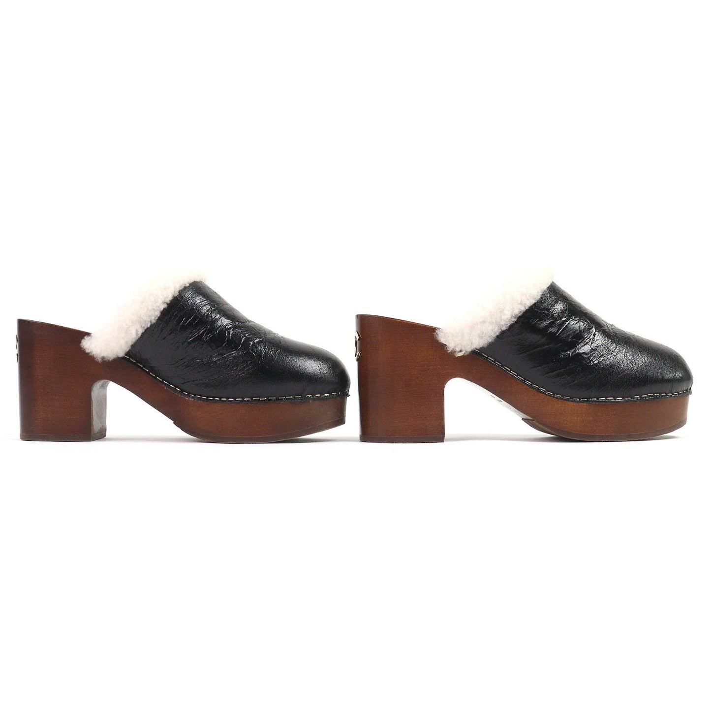 Chanel COCO Mark Sheepskin Clogs