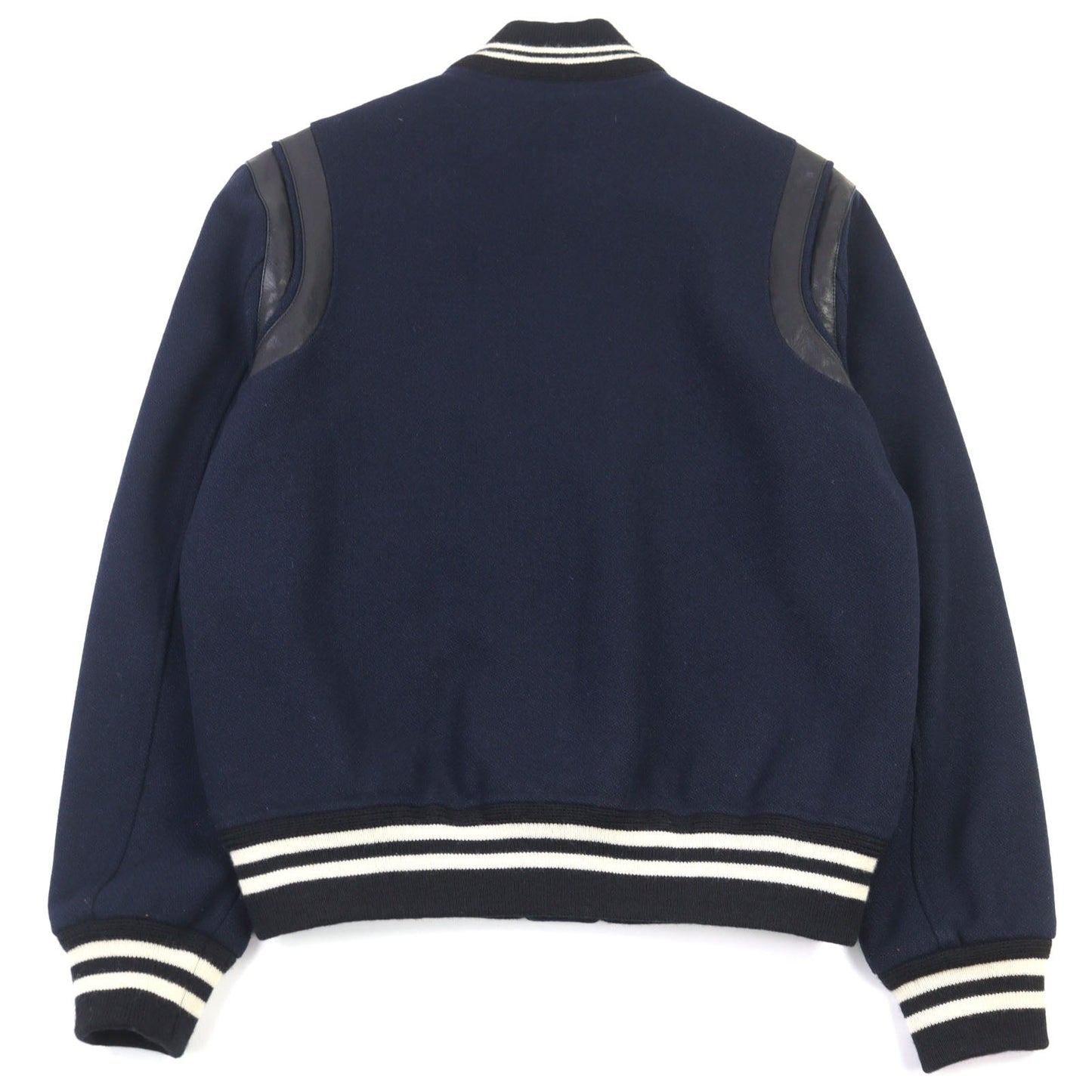 Saint Laurent Paris Teddy Jacket Leather Trimmed Varsity Jacket