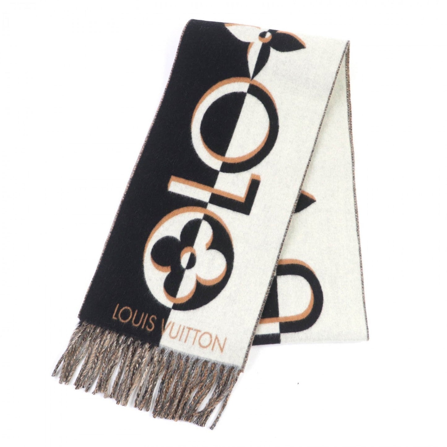 LOUIS VUITTON Scarf M90806 wool Noir Muffler Duo Infinity 205cm×26cm