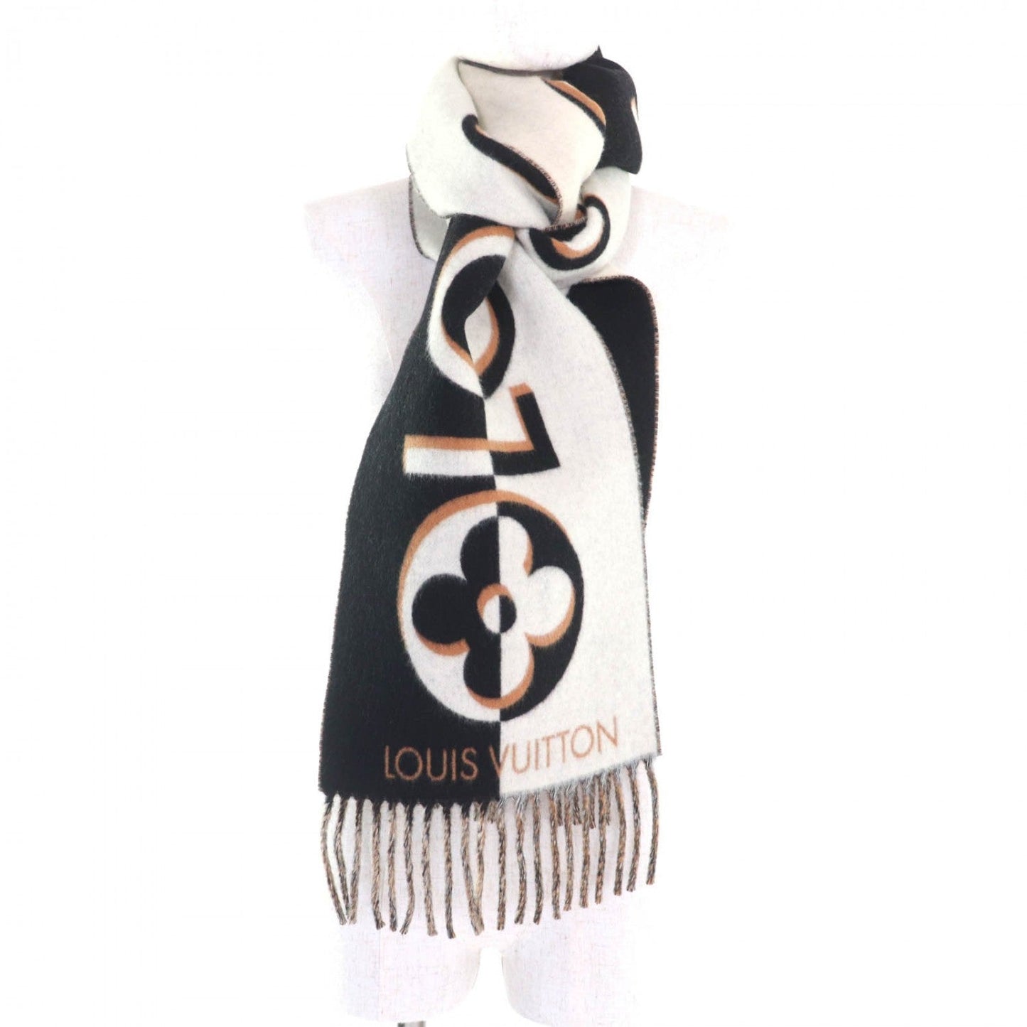 LOUIS VUITTON Scarf M90806 wool Noir Muffler Duo Infinity 205cm×26cm
