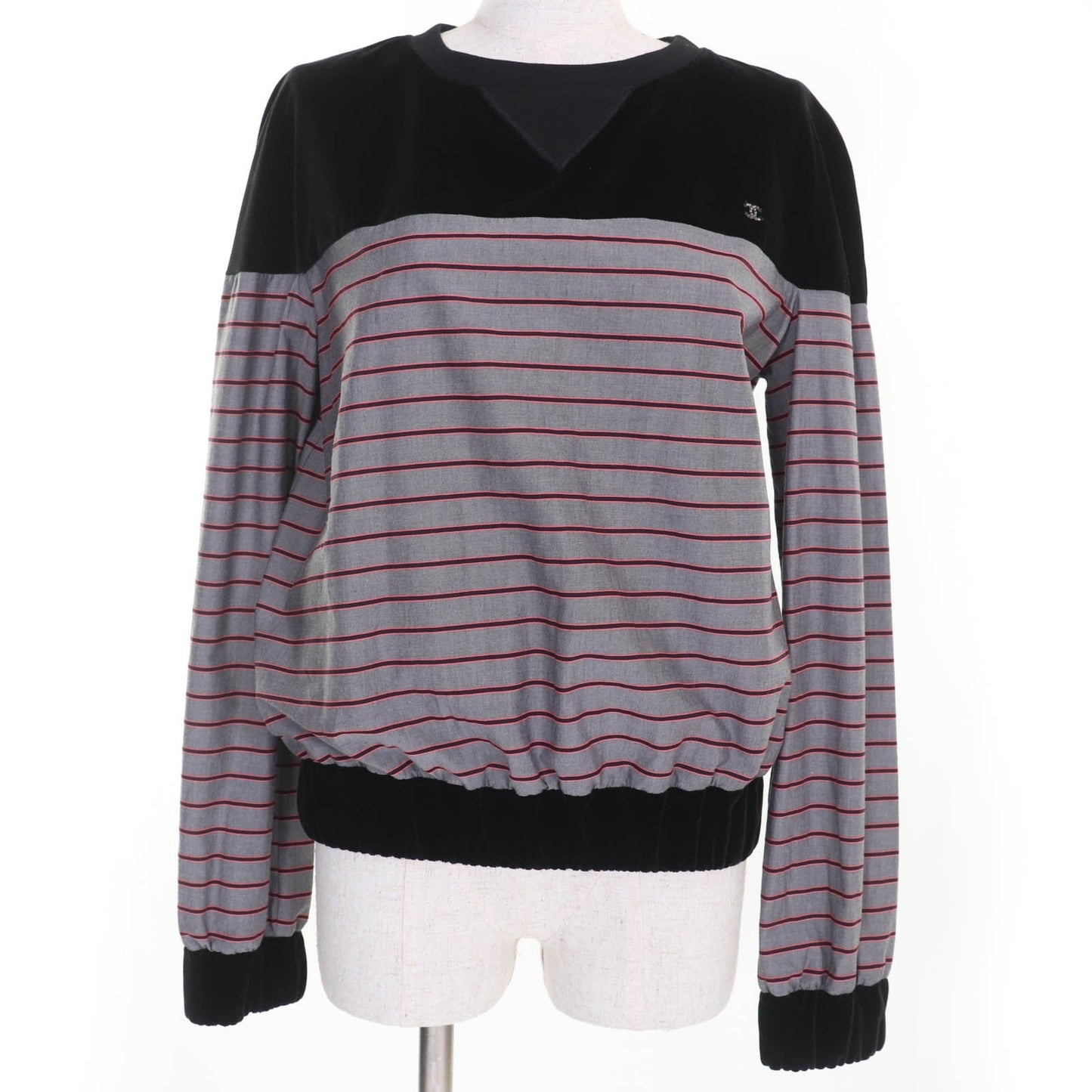 Chanel COCO Mark Border Pattern Velvet Switch Top