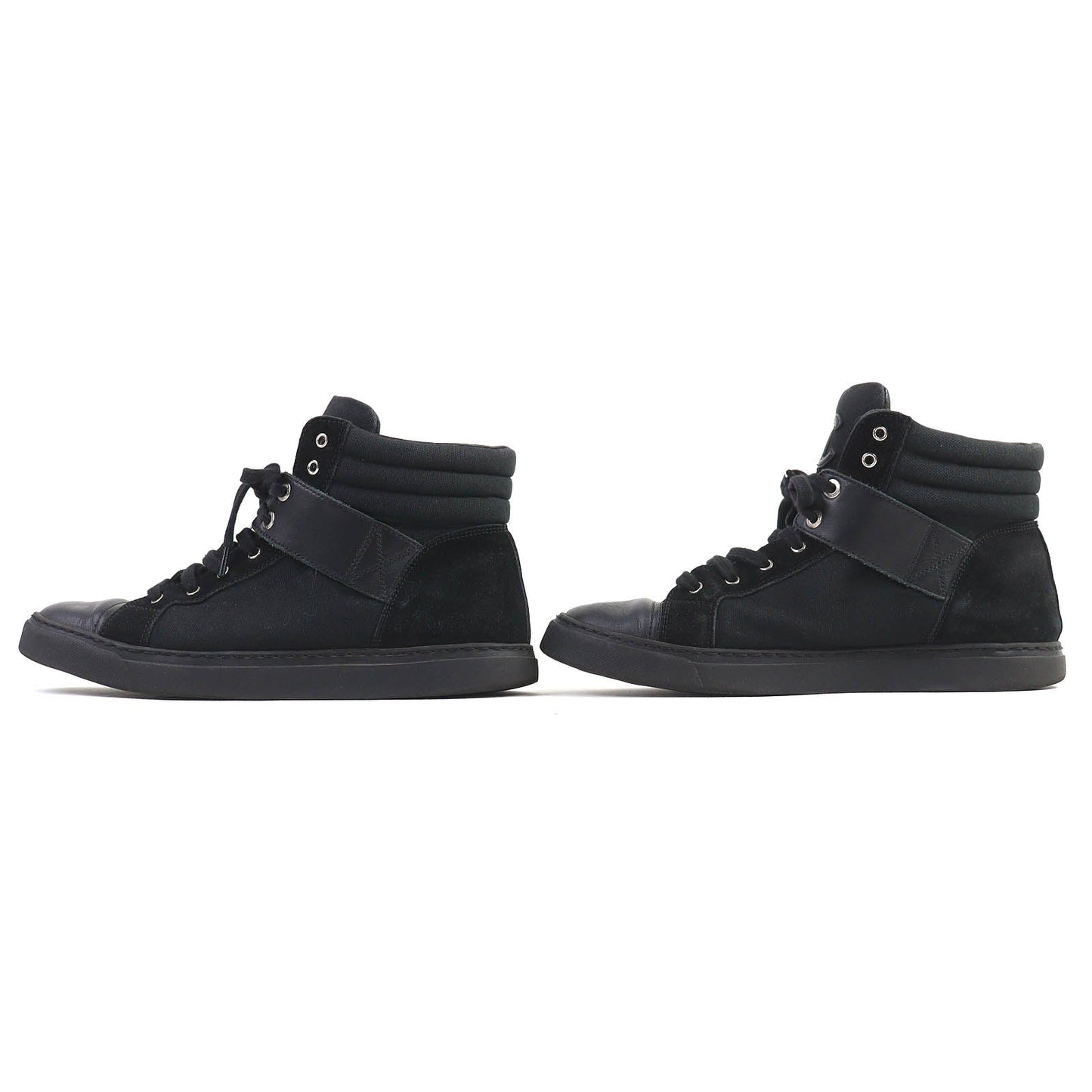 Chanel High Cut Sneakers Leather Canvas Sneakers