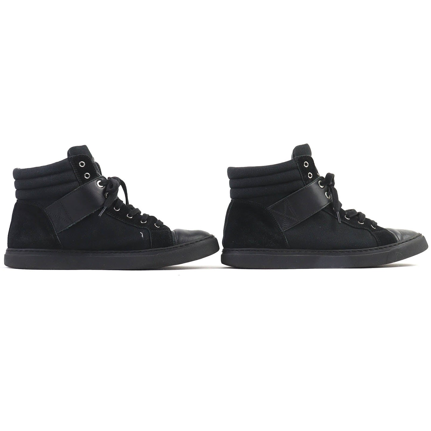 Chanel High Cut Sneakers Leather Canvas Sneakers