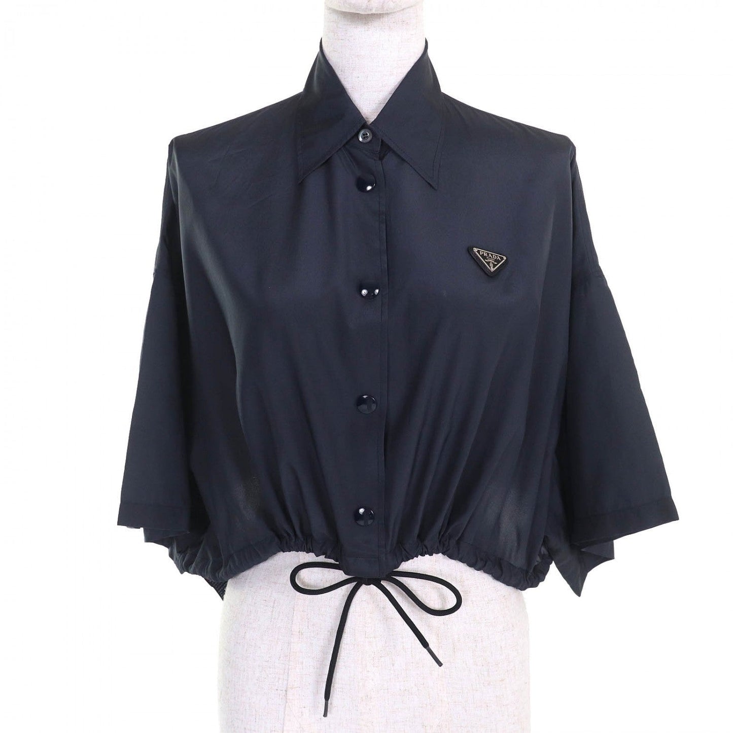 PRADA Short sleeve shirt P454F silk Navy 38