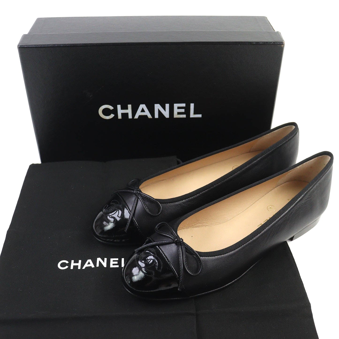 Chanel COCO Mark Ribbon Leather Flats