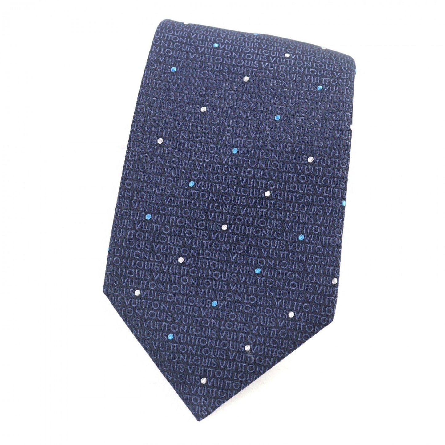 LOUIS VUITTON tie M78045 silk Navy type Cravate LV Signature 148×7cm
