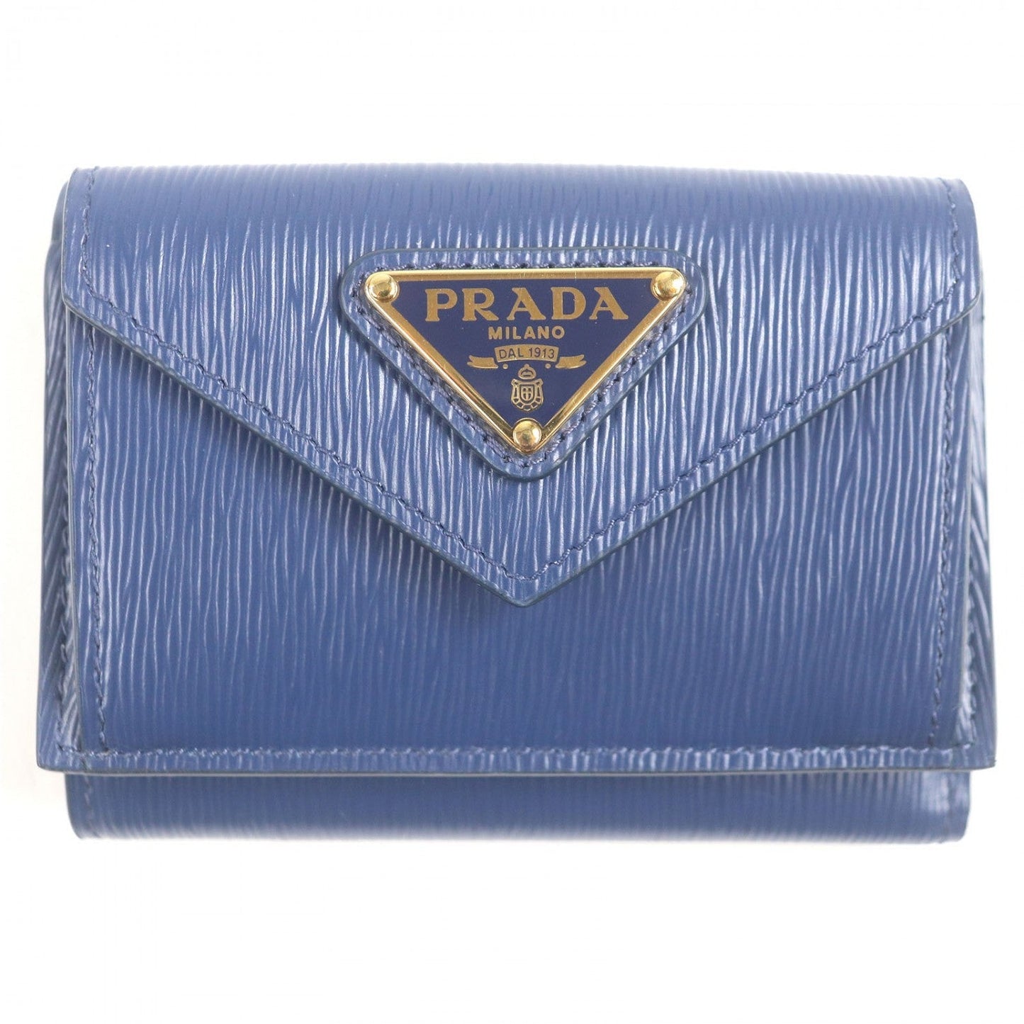 PRADA Tri-fold wallet 1MH021 leather BLUETTE