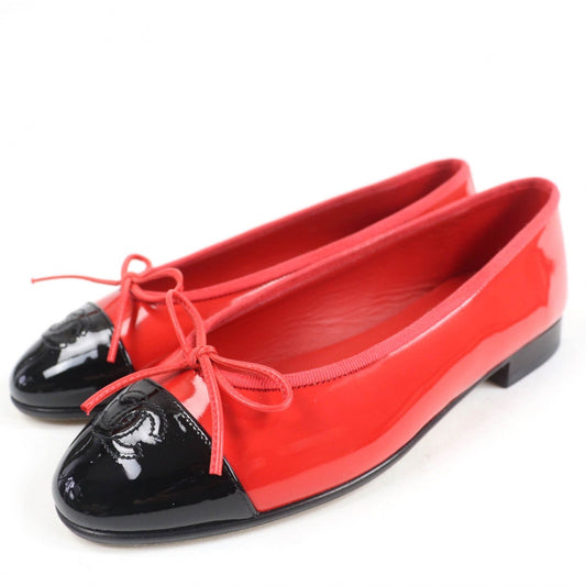 CHANEL Ballet shoes G02819 Patent leather Red black 36