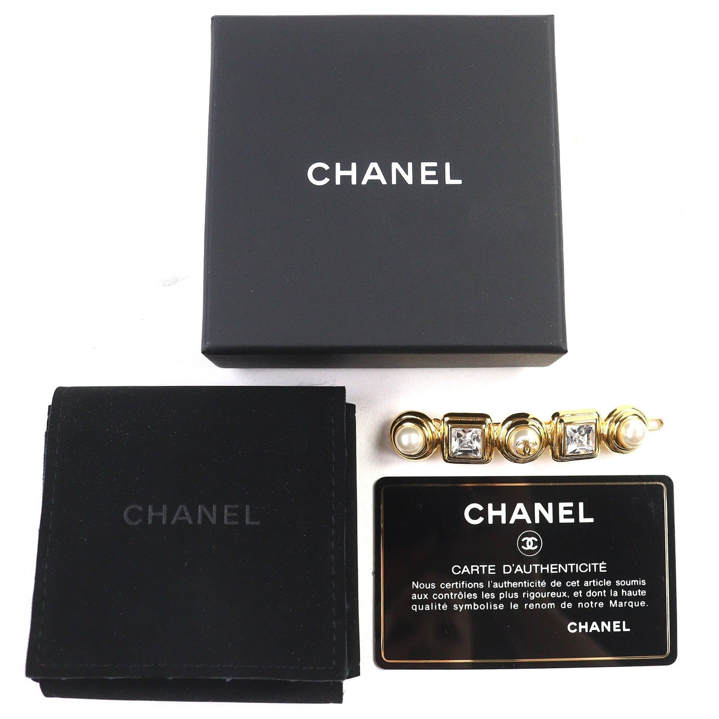 Chanel COCO Mark Pearl Barrette Hair Clip