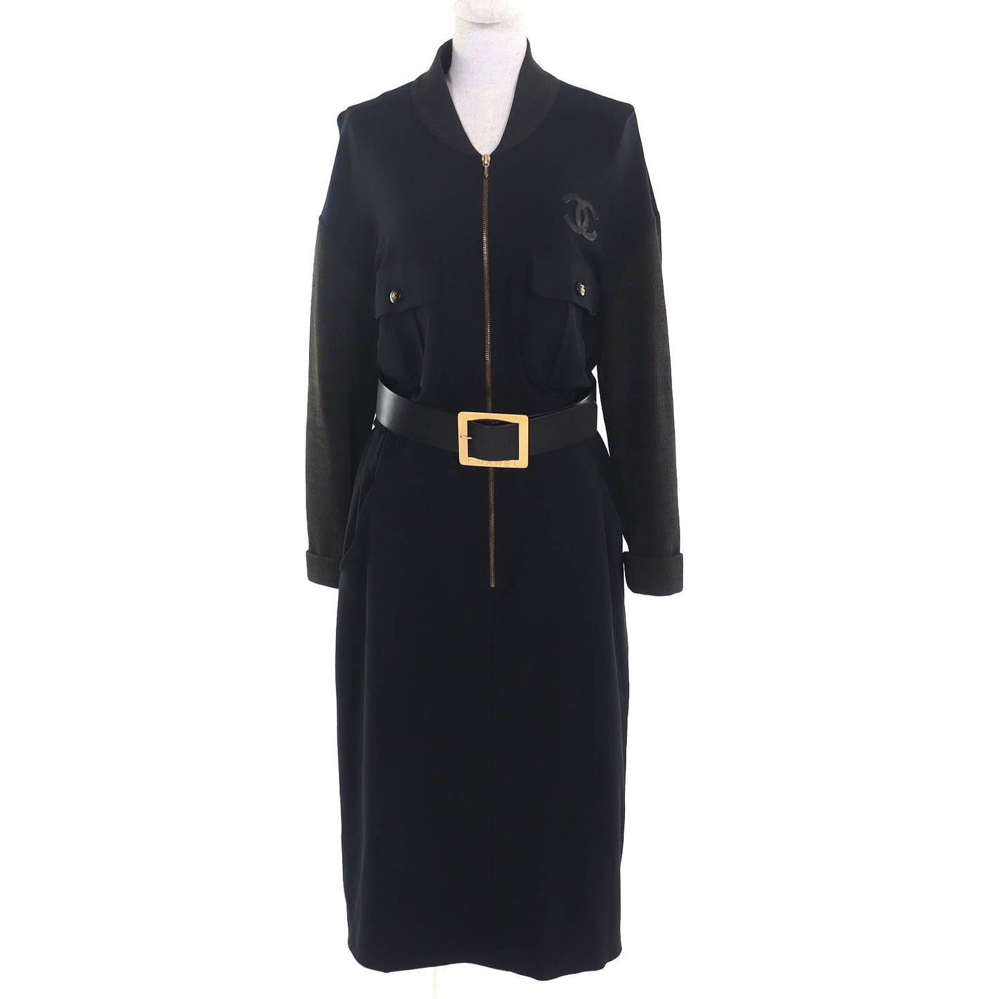 Chanel Coco Mark Leather Belt Dress